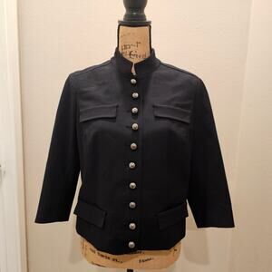 Per Se by Carlisle Black Cropped Blazer with Mandarin Collar Size 6
